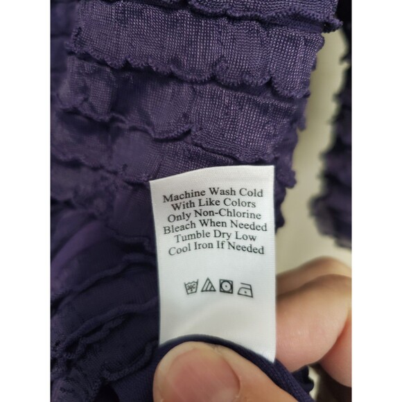 COLDWATER CREEK Purple Ruffle 3/4 Sleeve Lined Blouse Size XL NWT - Picture 7 of 7
